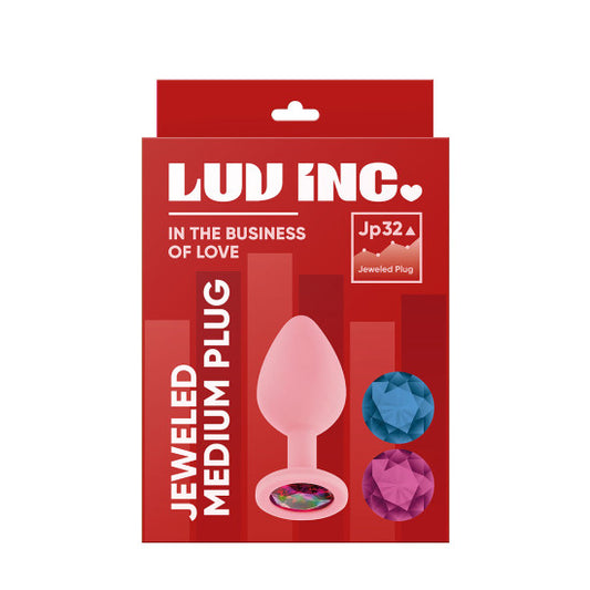 Luv Inc Vibrating Jeweled Plug Medium - Light Pink
