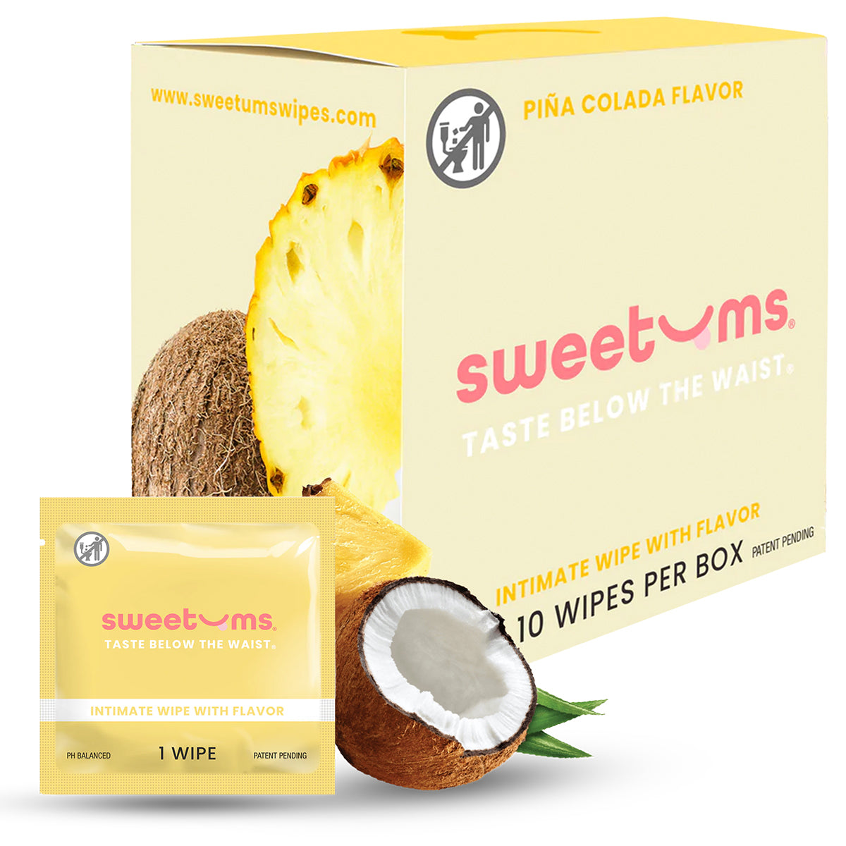 Sweetums Intimate Wipes Pina Colada Flavor