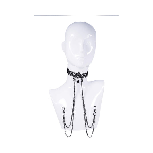Sportsheets Sex & Mischief Lace Collar with Nipple Ties