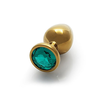 Shots Ouch! Round Gem Butt Plug Large - Gold/Emerald Green