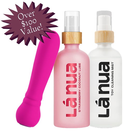 Grand Opening Bundle - Femme Funn Ultra Bullet Pink, La Nua Strawberry Coconut Lube, La Nua Cleaning Mist