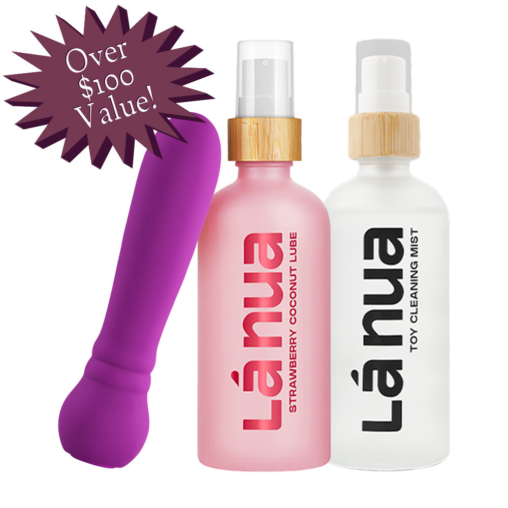 Grand Opening Bundle - Femme Funn Ultra Bullet Purple, La Nua Strawberry Coconut Lube, La Nua Cleaning Mist