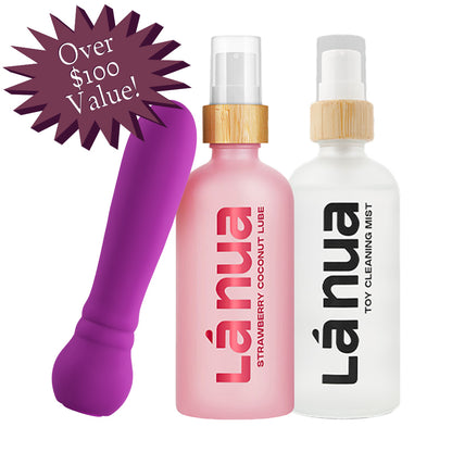 Grand Opening Bundle - Femme Funn Ultra Bullet Purple, La Nua Strawberry Coconut Lube, La Nua Cleaning Mist