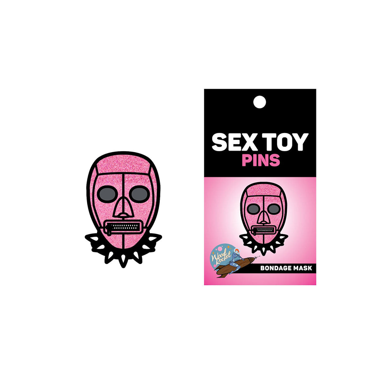 Wood Rocket Pink Bondage Mask Pin