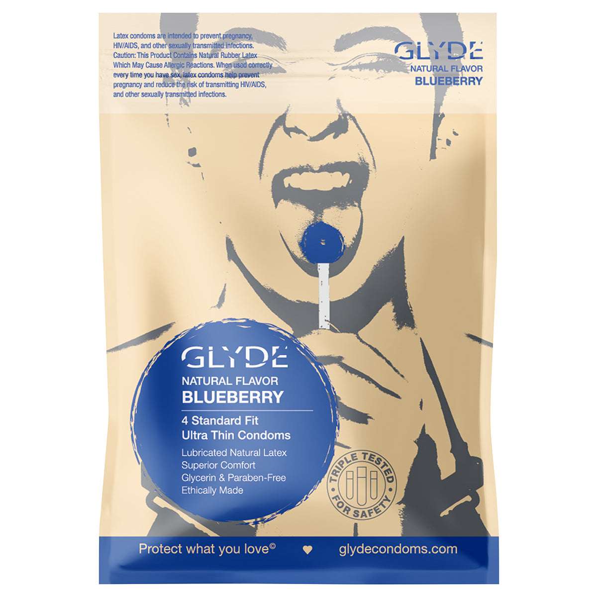 Glyde Organic Blueberry Condoms 4pk 