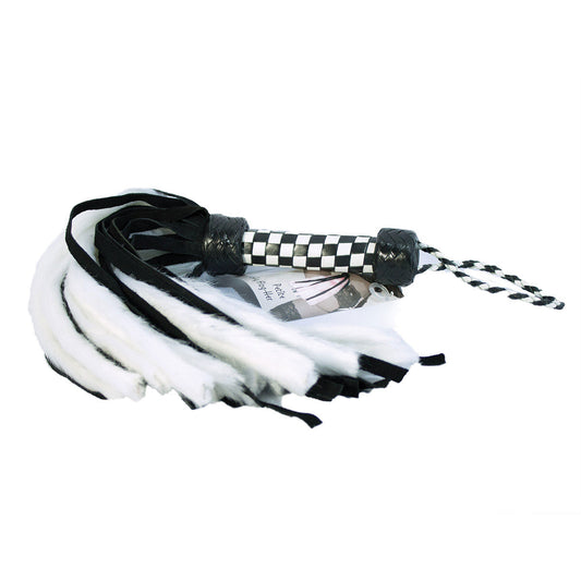 Suede and Fluff MINI Flogger - 18" - White/Black