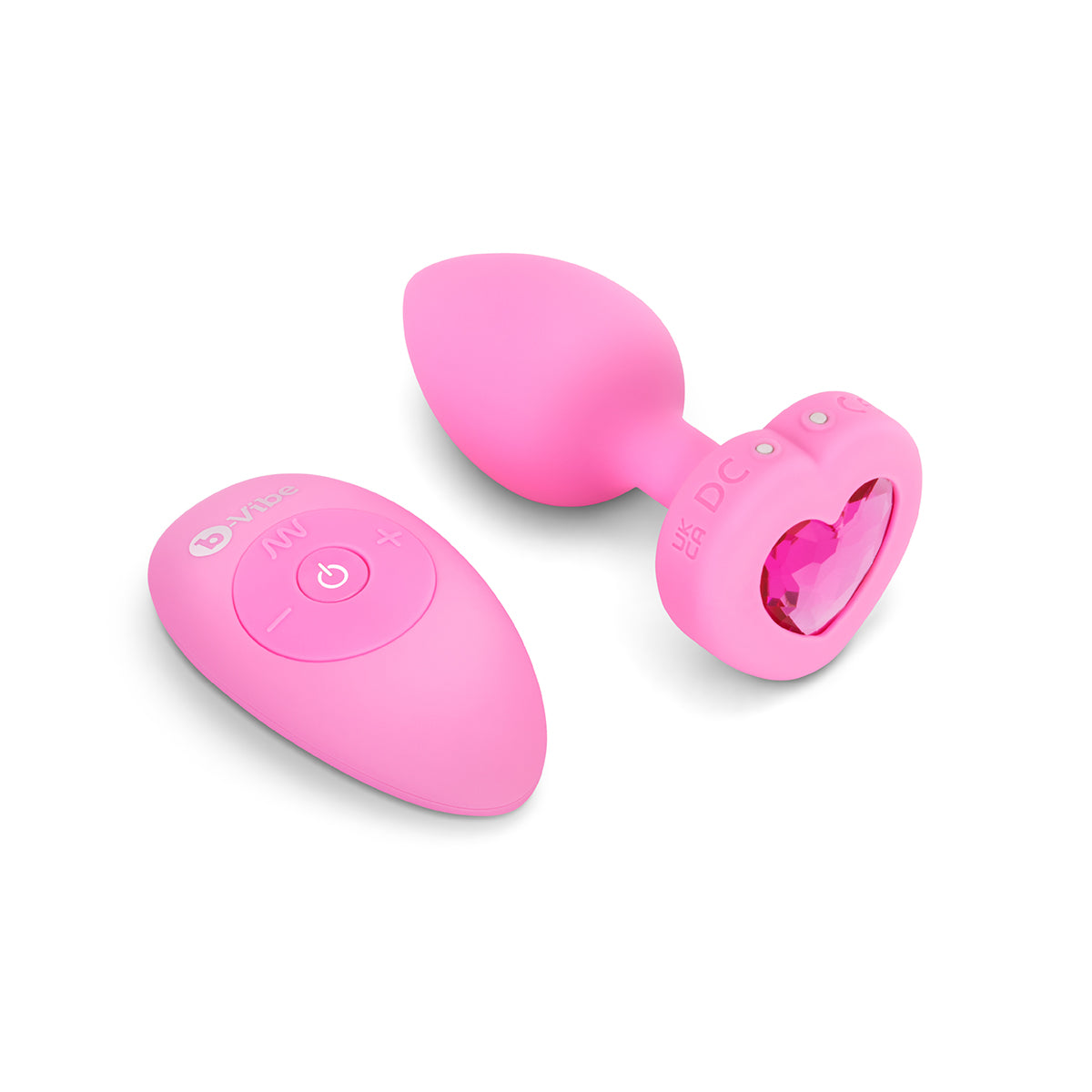 B-Vibe Vibrating Heart Plug Small/Medium - Pink Topaz