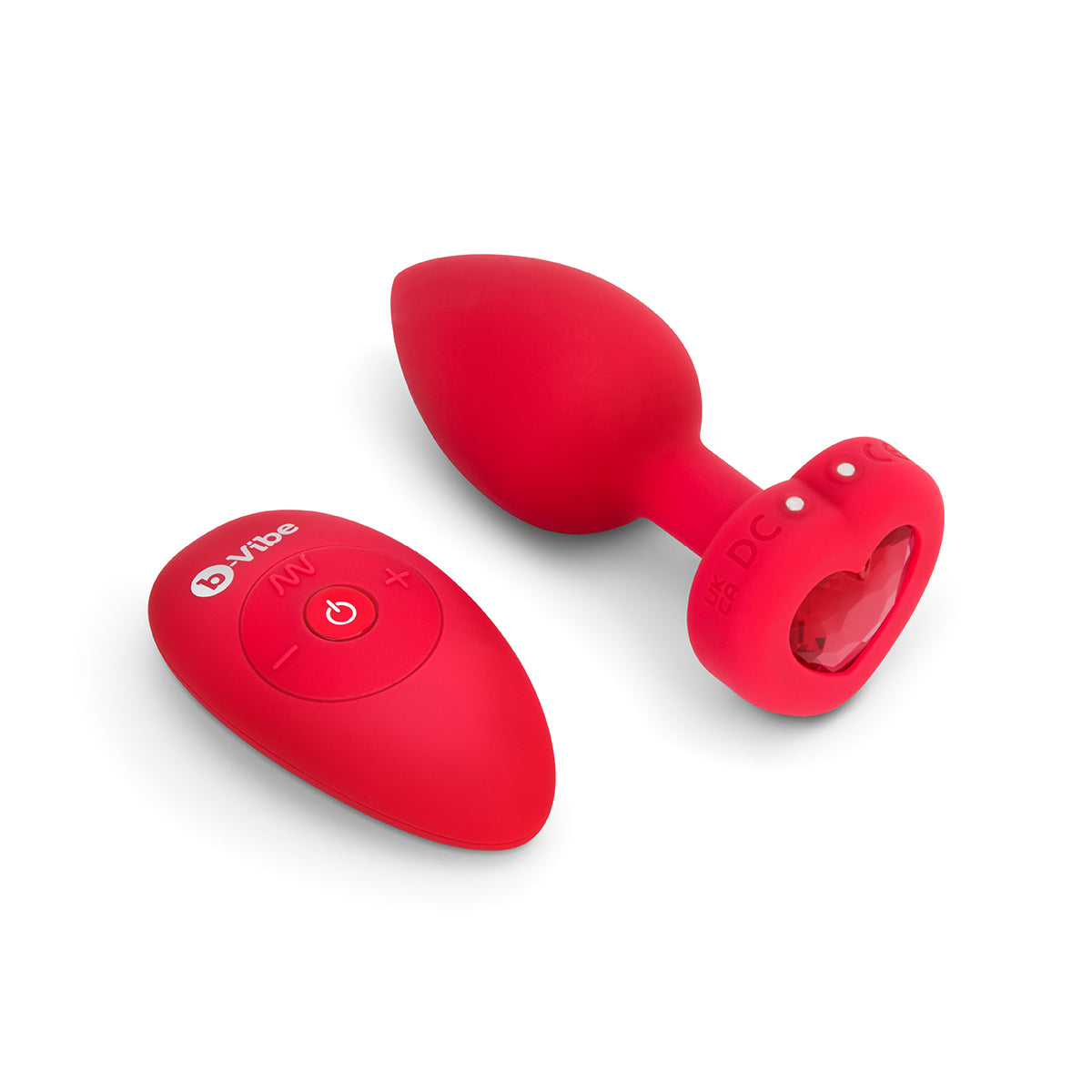 B-Vibe Vibrating Heart Plug Medium/Large - Scarlet Ruby