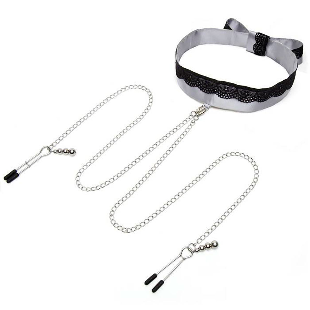 Fifty Shades Play Nice Satin Collar & Nip Clamps