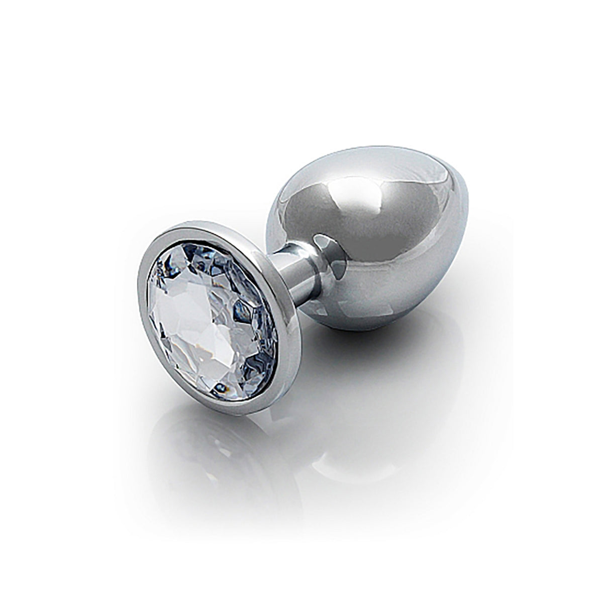 Shots Ouch! Round Gem Butt Plug Medium - Silver/Diamond