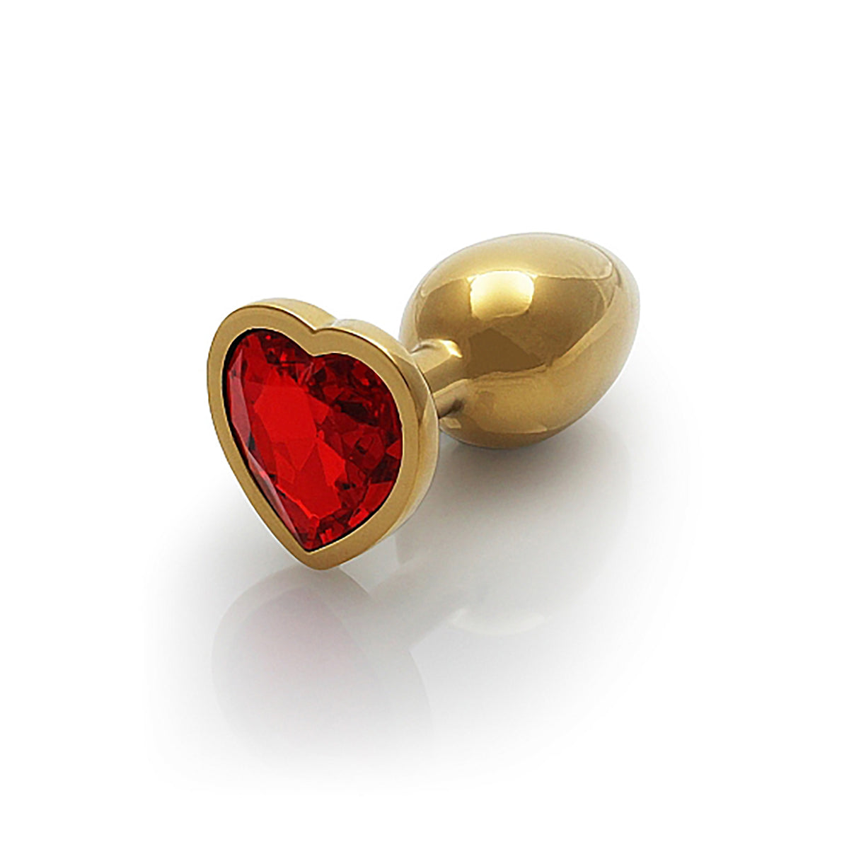 Shots Ouch! Heart Gem Butt Plug Small - Gold/Ruby Red