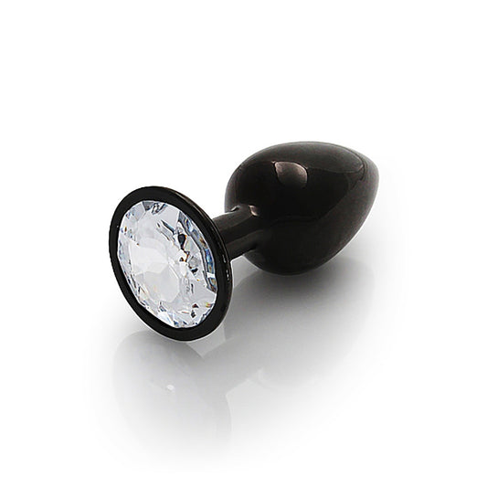 Shots Ouch! Round Gem Butt Plug Small - Gunmetal/Diamond