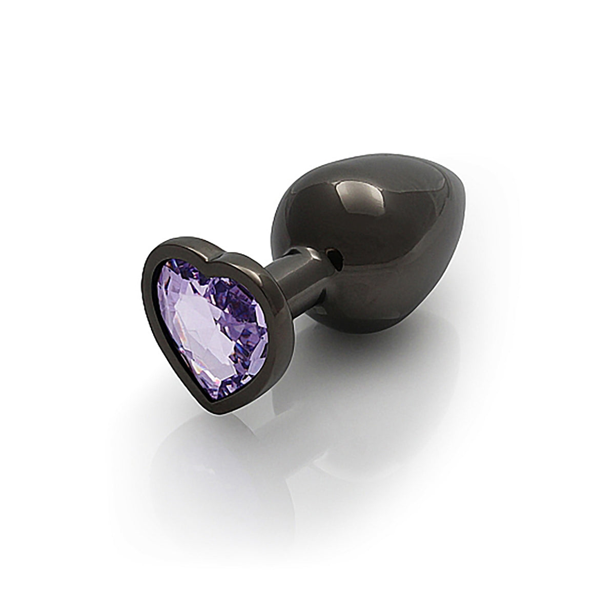 Shots Ouch! Heart Gem Butt Plug Medium - Gunmetal/Amethyst